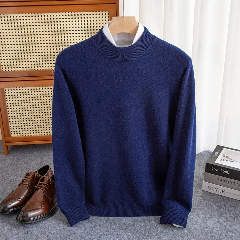 Amawinc Princeton Pull En Laine 100 Pour Cent Pour Homme Avec Col Demi Haut Doux Et Chaud Pour Superposition