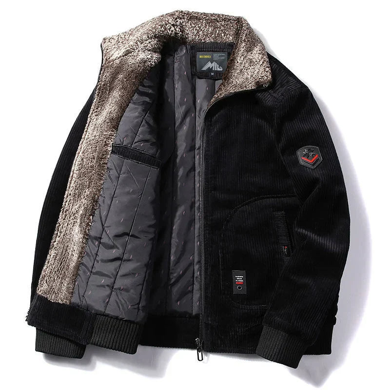 Blouson Aviateur Thermique Avec Col En Fourrure Et Poignets Côtes Pour Look Vintage