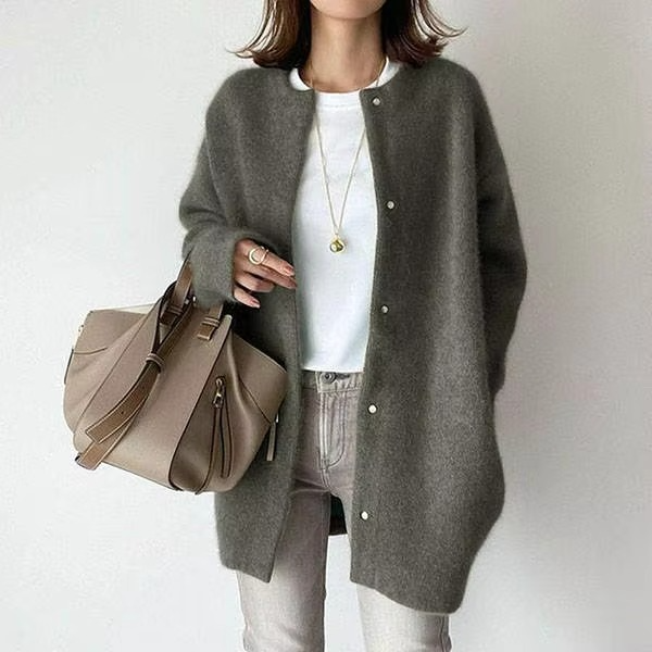 Cardigan En Maille Automne Vintage Boutonné Simple Pour Femmes Confort Et Élégance Quotidienne