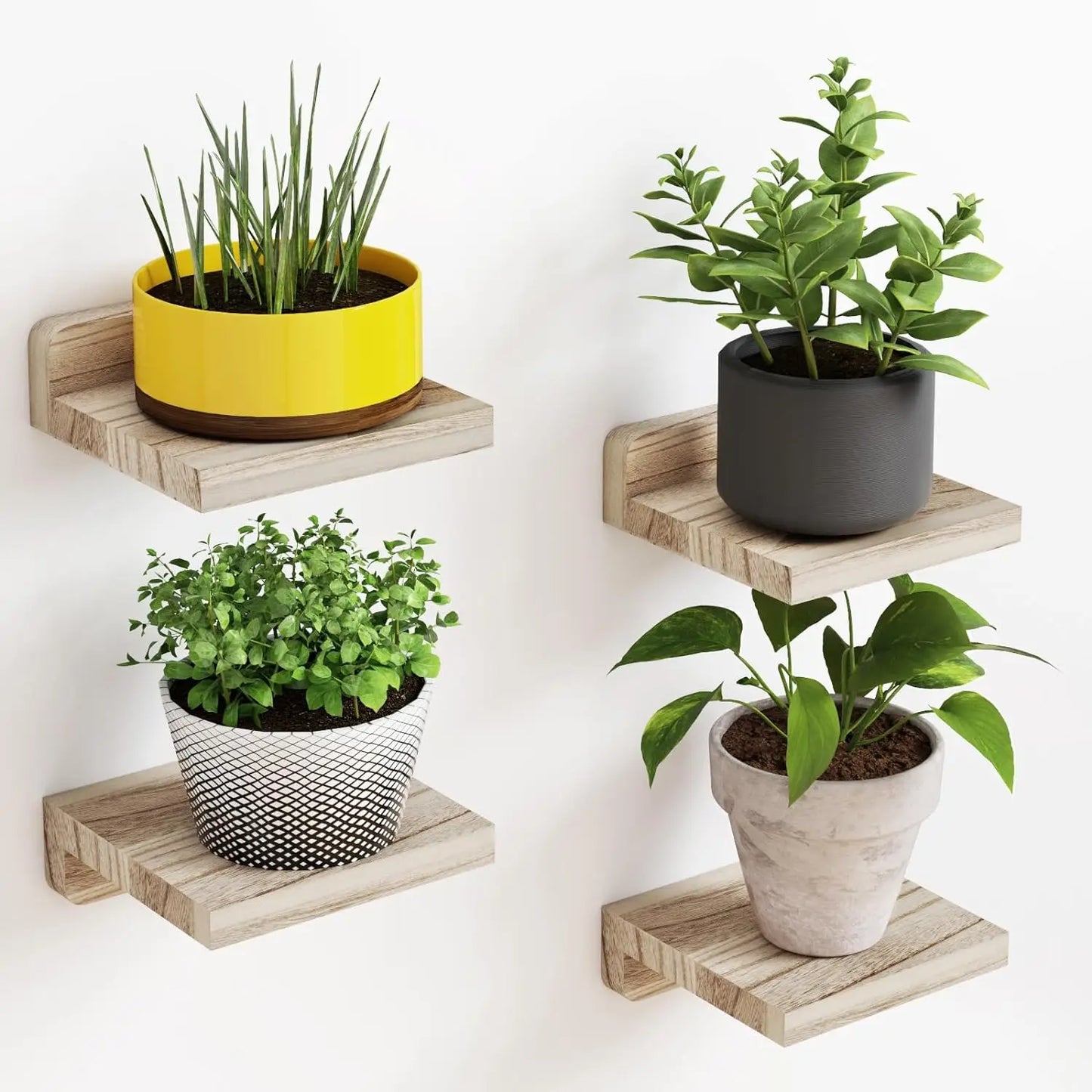 Étagères Flottantes Mini 4 Pièces Design Moderne Minimaliste pour Salon Bureau Chambre