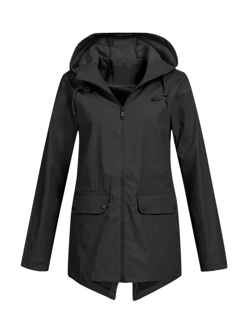 Veste Trench Imperméable À Capuche Doublée Velours Pour Automne Et Hiver Pour Femmes