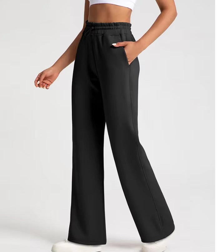 Pantalon de Yoga Alma à Taille Haute Coupe Droite Ample Évasé aux Chevilles Tissu Respirant Confortable