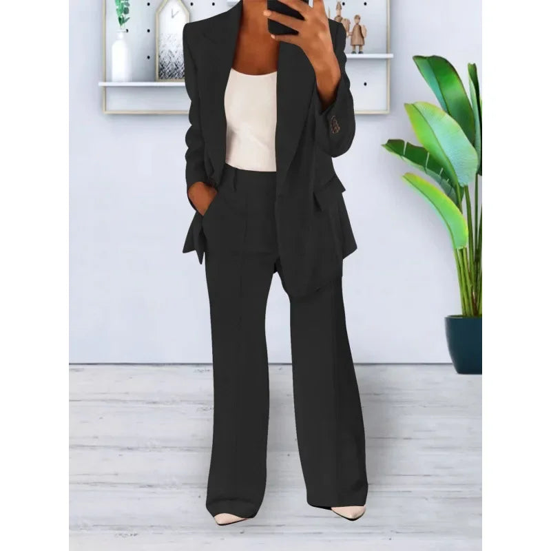Kayla Ensemble Tailleur Formel Avec Blazer Long Sur Mesure Pour Femmes Professionnelles Élégantes