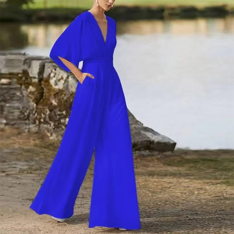 Combinaison Longue Unie À Boutons Latéraux Taille Basse Pour Femme Style Commuter Printemps Été 2025