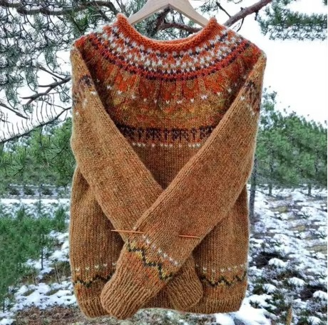 Pull Femme Bicolore Décontracté En Maille À Col Rond Manches Longues Pour Quotidien Chic Confortable