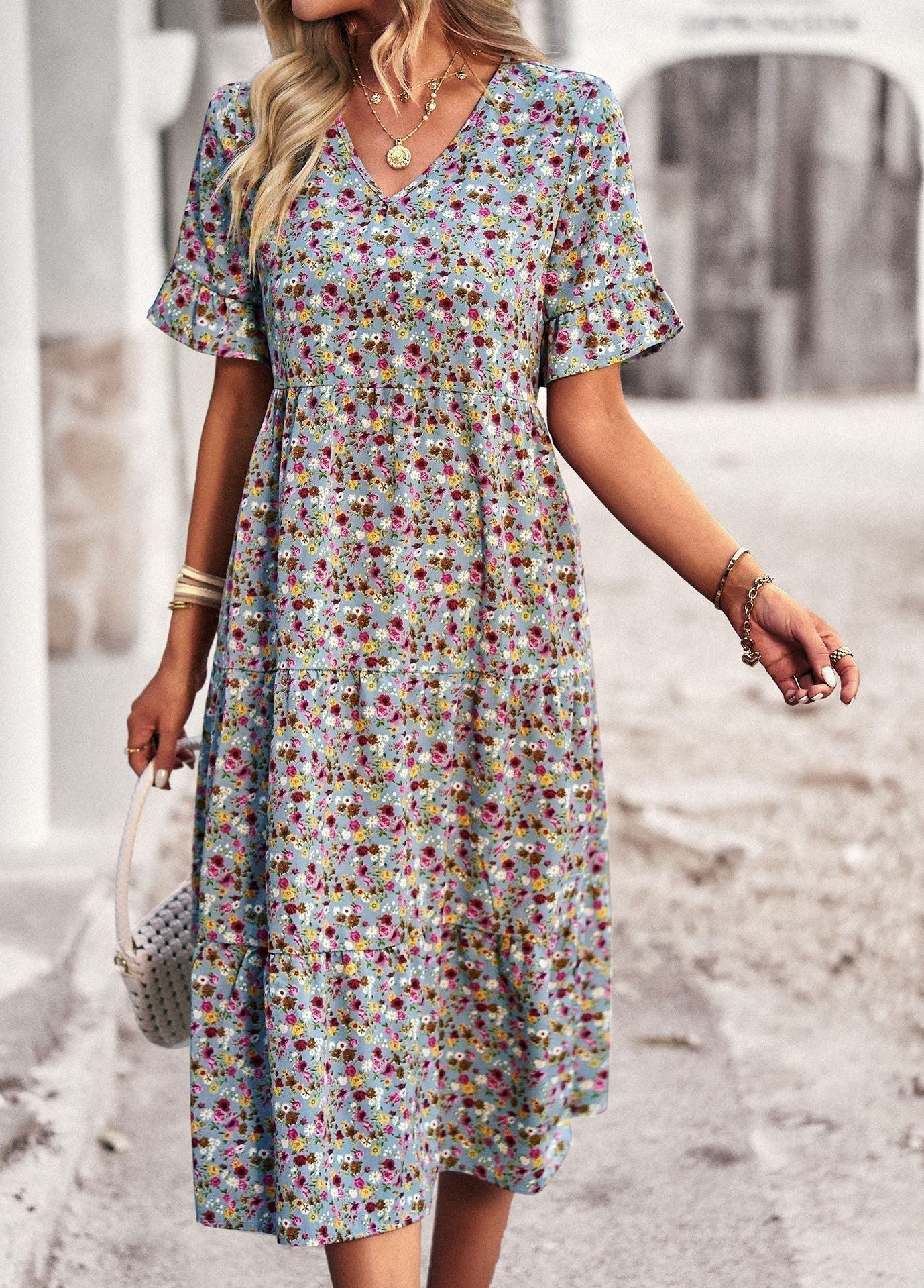 Eraliza Blumen-Midikleid
