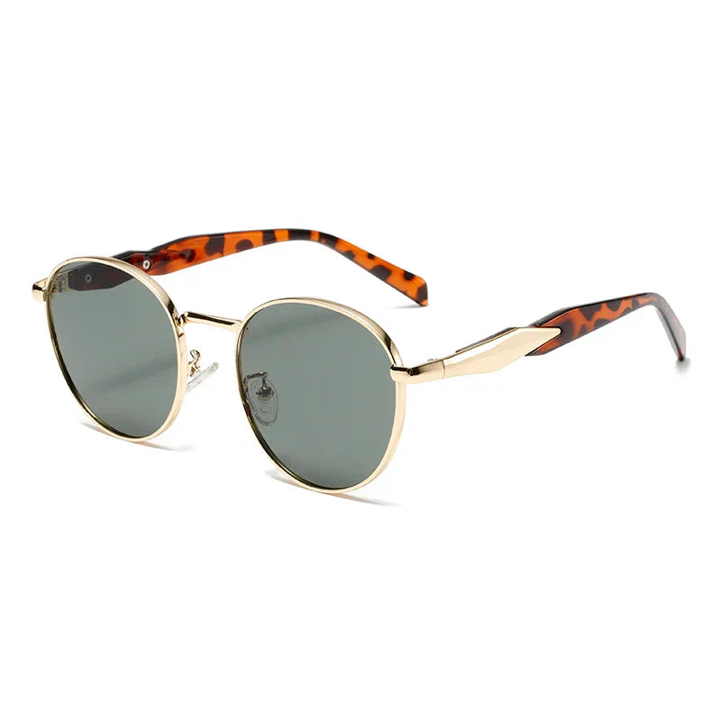 Lunettes De Soleil Rondes Métal Vintage UV400 Plaquettes Nasales Réglables Unisexe Accessoire De Mode