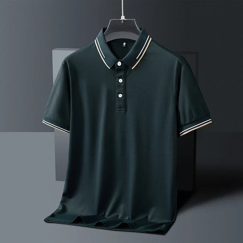 Polo AeroKnit Sur Mesure Respirant Avec Texture Fine Et Col Poignets Contrastés Élégants