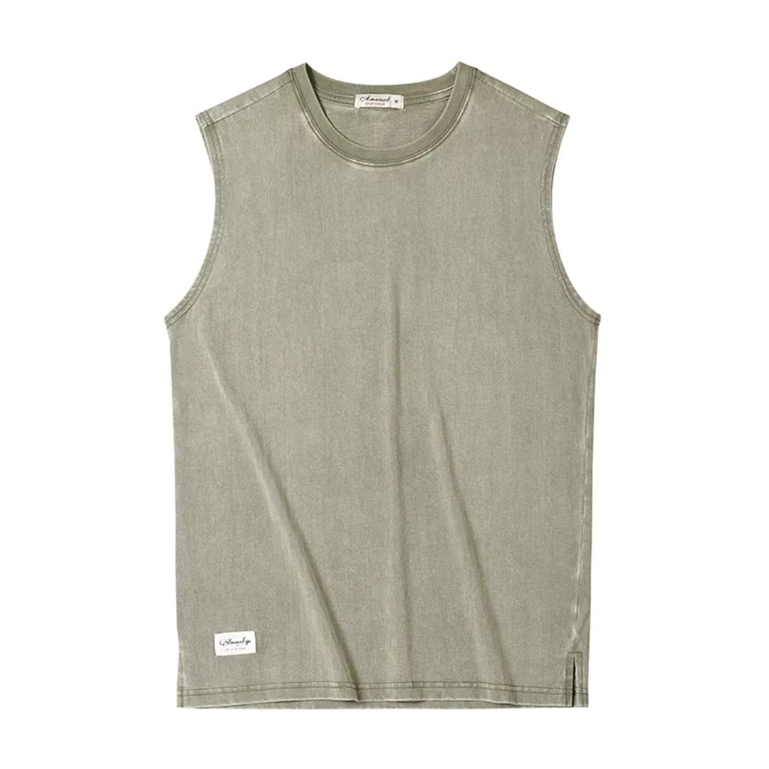 Débardeur Sans Manches Essentiel En Coton Lavé Avec Finition Brute Et Tons Délavés Pour Style Décontracté