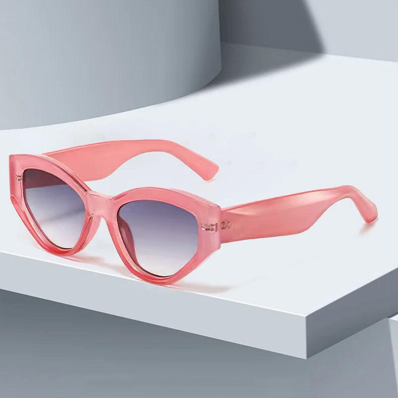 Lunettes de Soleil Sable Curve Cat Eye Acétate Brillant Protection UV400 pour un Style Audacieux