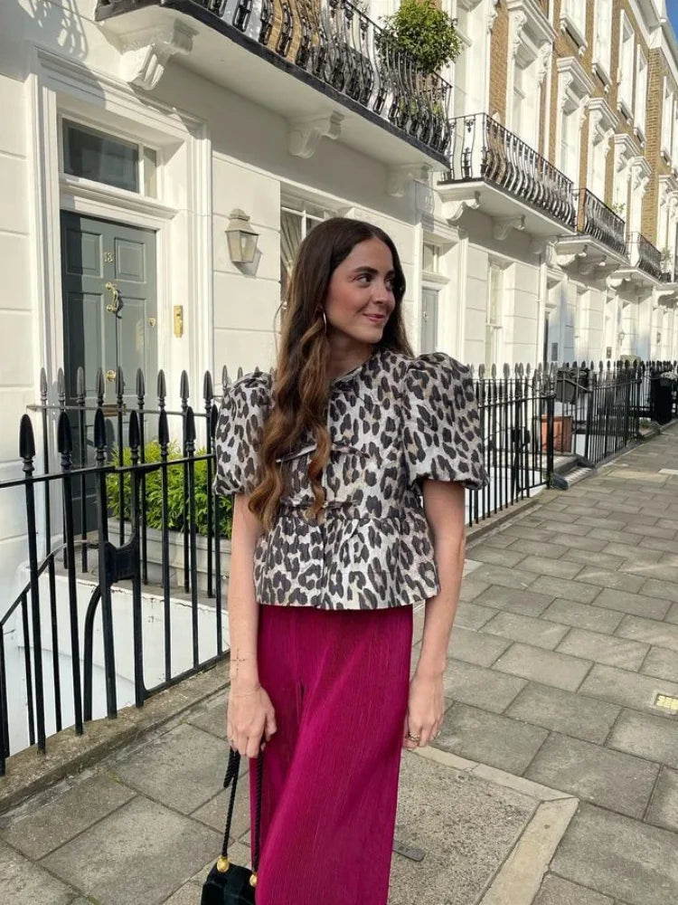 Damen Top mit Leopardenmuster von Fudus