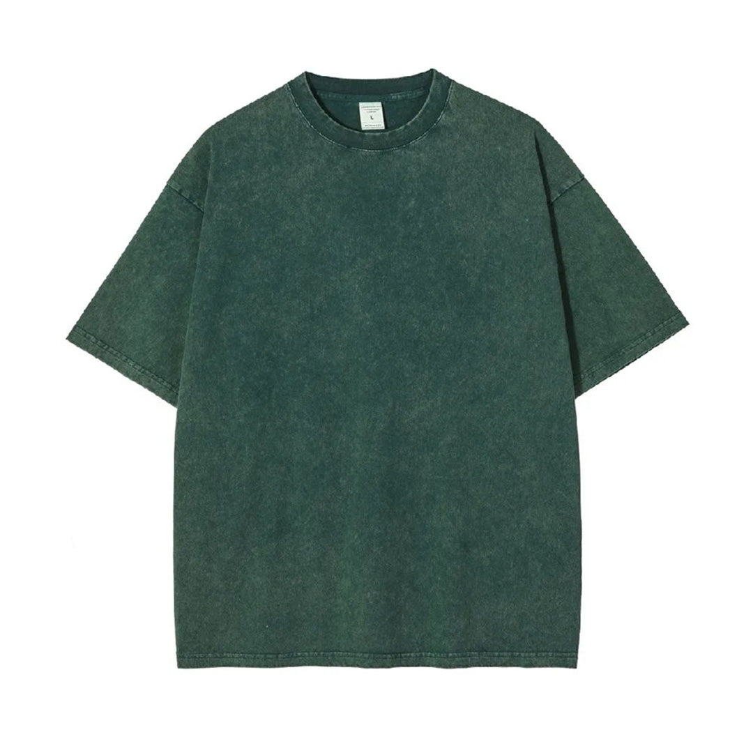 T Shirt Oversize Distressé Délavé En Coton Vintage Multicolore Manches Courtes Coupe Décontractée