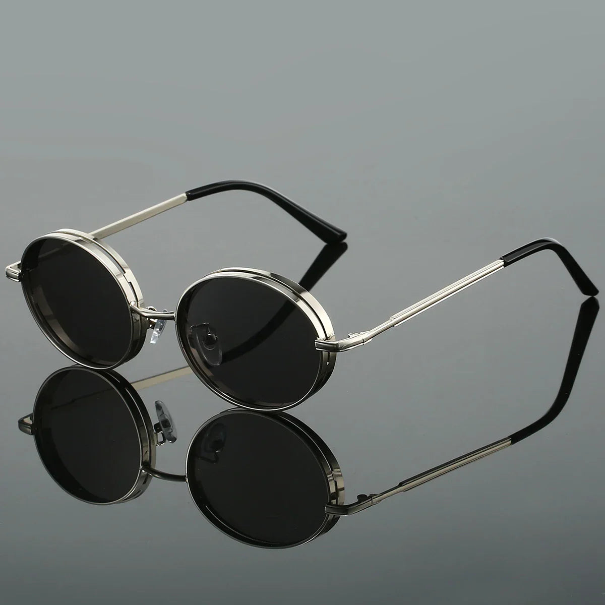 Lunettes De Soleil Ava Ronde Rétro À Teinte Dégradée Ovale Monture Légère En Alliage Antireflet UV400
