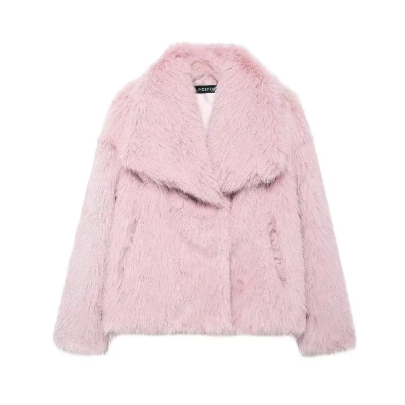Manteau En Fausse Fourrure Pour Femme Avec Col Relevé Et Texture Pelucheuse Pour Automne Et Hiver