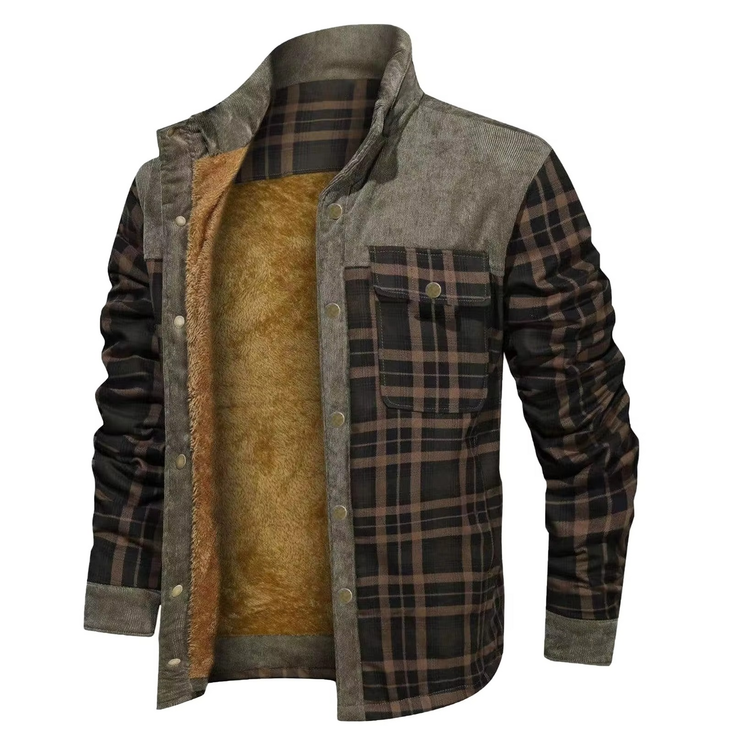Manteau Chemise À Capuche En Laine Doublée Flanelle À Carreaux Pour Homme Amawinc