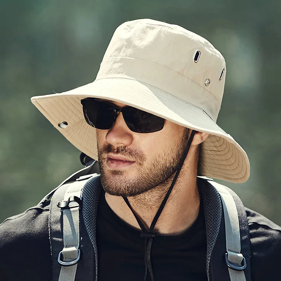 Chapeau SunGuard Léger Pliable Avec Perforations Bandeau Absorbant Bord Flottant Protection Tete Cou Réglable
