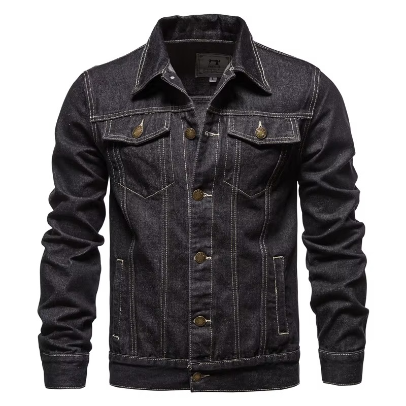 Veste Denim Vintage pour Homme Slim Fit Amawinc Style Moto Décontracté pour Automne