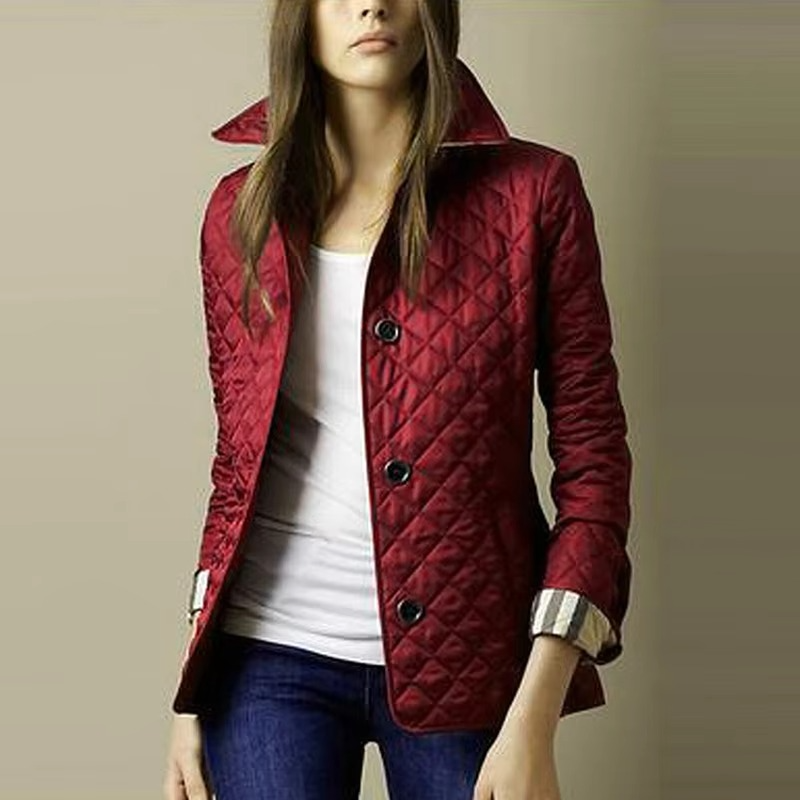 Manteau Hiver Femme À Revers Slim Cintré Avec Poches Rembourrage En Coton Pour Ambiance Quotidienne