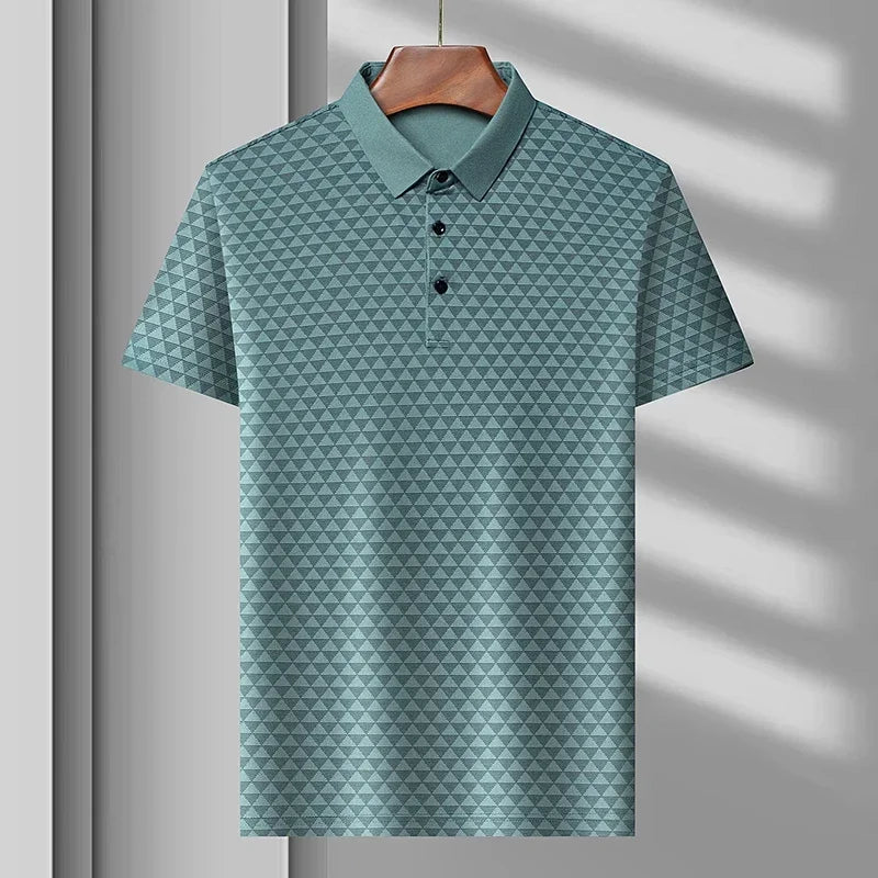 Palmer Polo en Soie Amawinc Ice Silk Tissu Performance à Séchage Rapide et Motif Audacieux