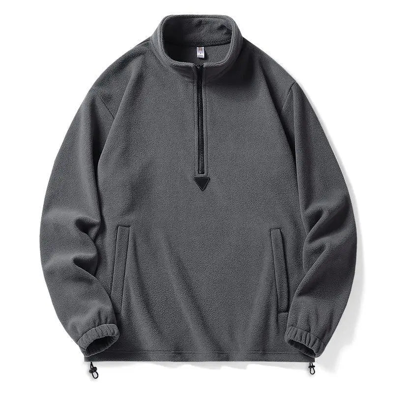 Pull Polaire Coast Coupe Vent Respirant Col Montant Fermeture Zip Quart Poches Kangourou Cordon Ourlet Décontracté