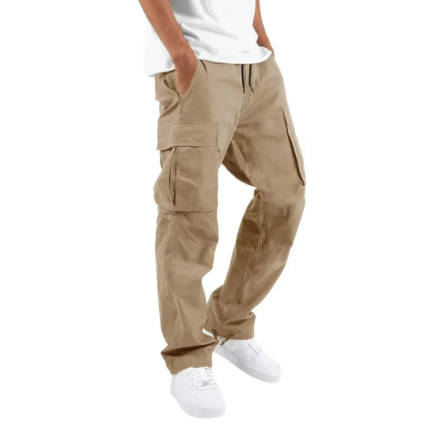 Pantalon Cargo Homme 2025 Uni Avec Poches Multiples Et Cordon Ajustable Pour Confort Quotidien