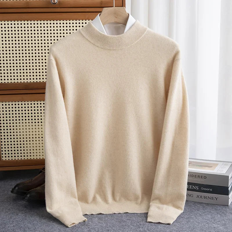 Amawinc Princeton Pull En Laine 100 Pour Cent Pour Homme Avec Col Demi Haut Doux Et Chaud Pour Superposition