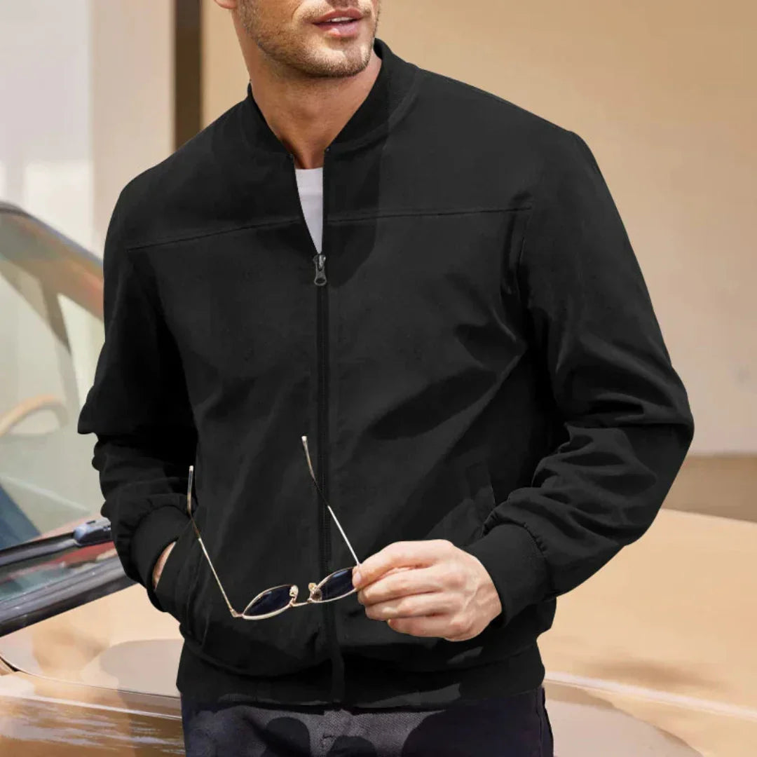 Veste Bomber Homme Marron Daim Synthétique Avec Zip Avant Léger Luxueuse Vêtement Extérieur Pour Toutes Saisons