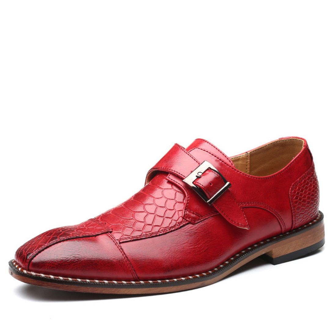 Salvatore Luxe Chaussures Habillées À Boucle En Cuir Plein Grain Pour Homme Waylynn