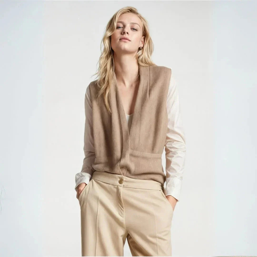 Veste Sans Manches Sara Ceinture Wrap Léger Waylynn Gilet Élégant Pour Bureau Et Week End