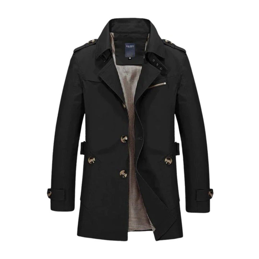 Manteau Trench Homme Classique Double Boutonnage Avec Ceinture À La Taille Imperméable Résistant À L'Eau