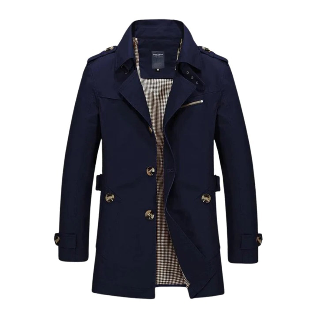 Manteau Trench Homme Classique Double Boutonnage Avec Ceinture À La Taille Imperméable Résistant À L'Eau