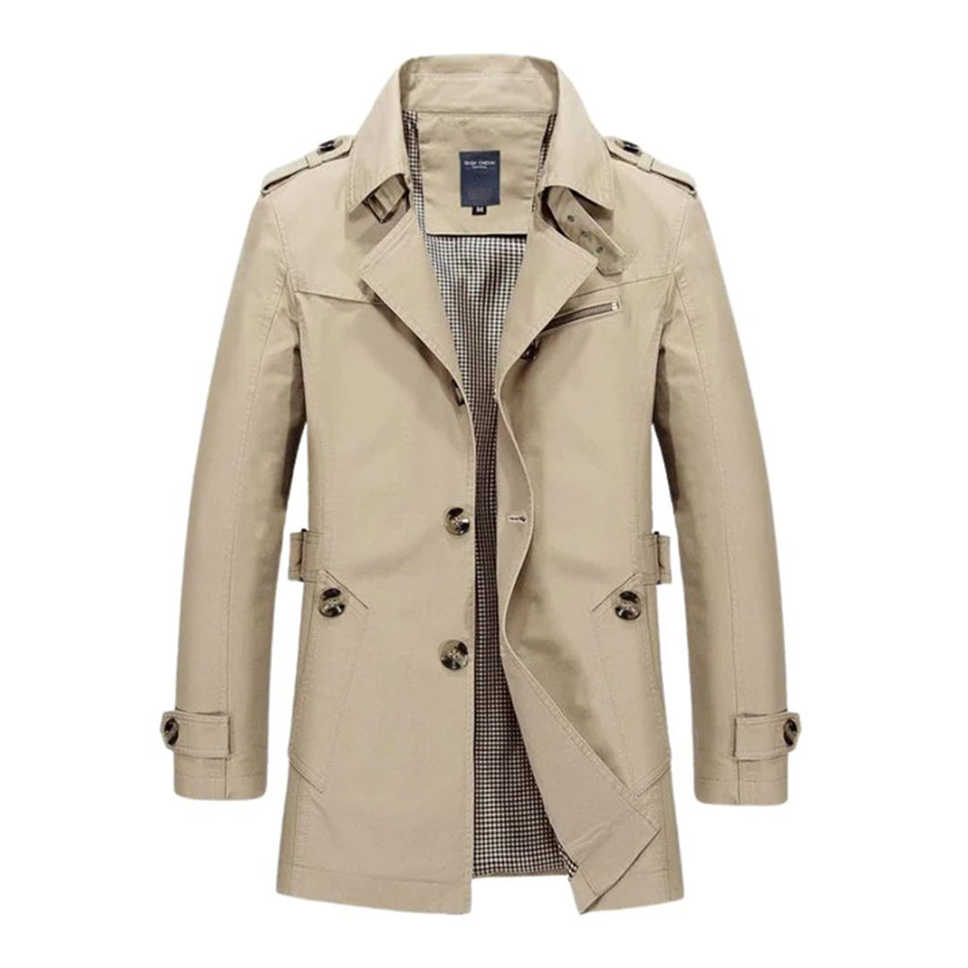 Manteau Trench Homme Classique Double Boutonnage Avec Ceinture À La Taille Imperméable Résistant À L'Eau