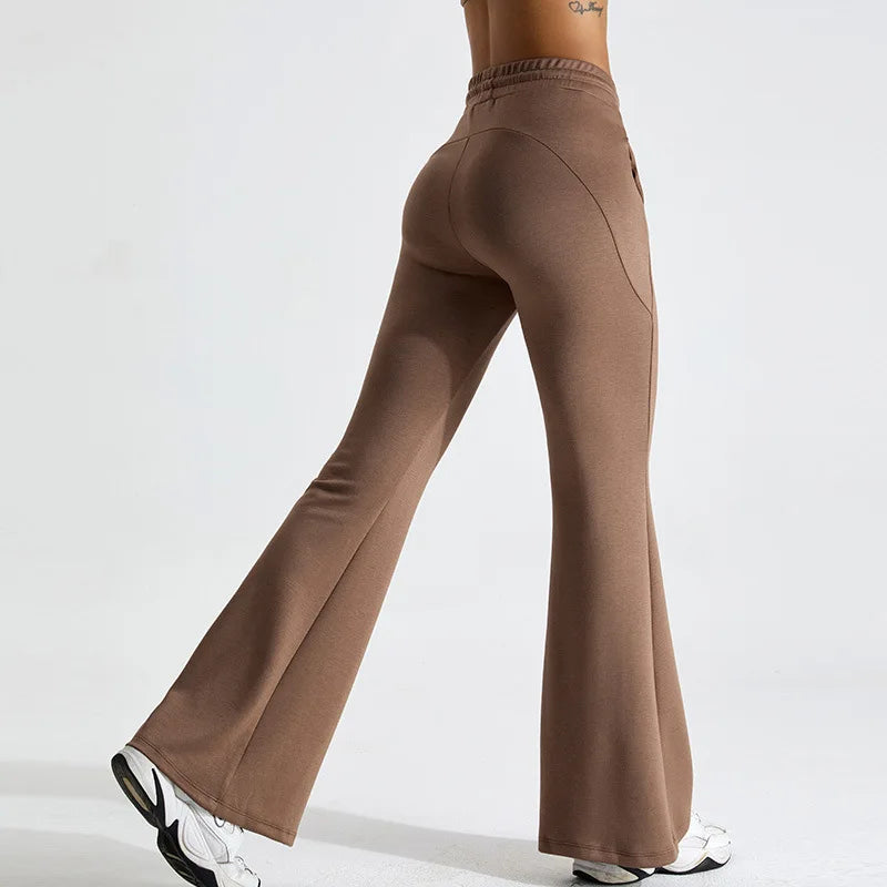 Lyvra Pantalon de Yoga Évasé à Taille Haute Confortable Respirant Séchage Rapide Jambe Évasée