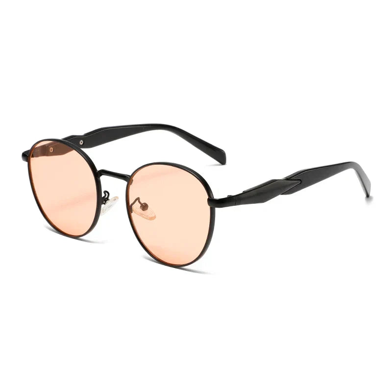 Lunettes De Soleil Rondes Métal Vintage UV400 Plaquettes Nasales Réglables Unisexe Accessoire De Mode