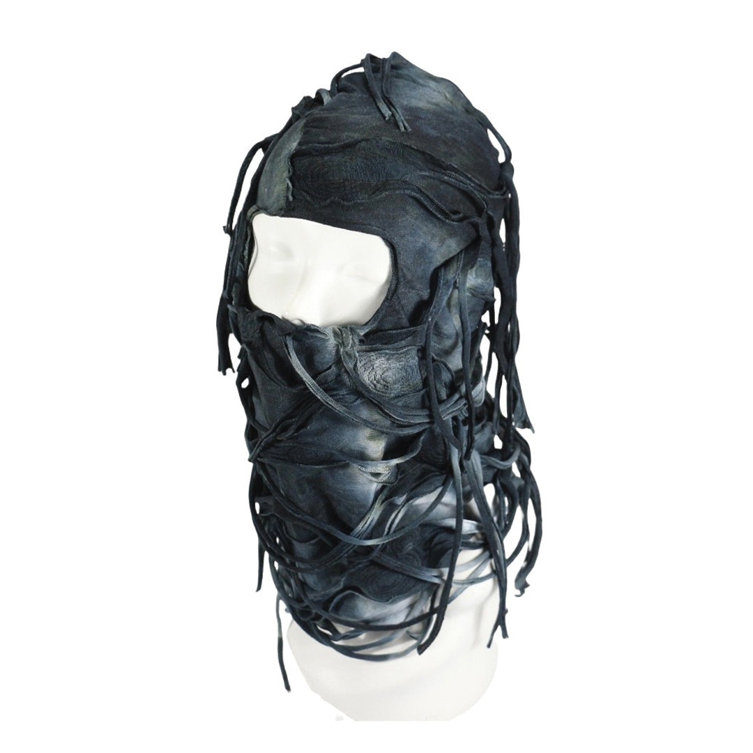 Capuche Shadowform Dystopique En Coton Avec Franges Torsadées Et Silhouette Multicouche Taille Unique