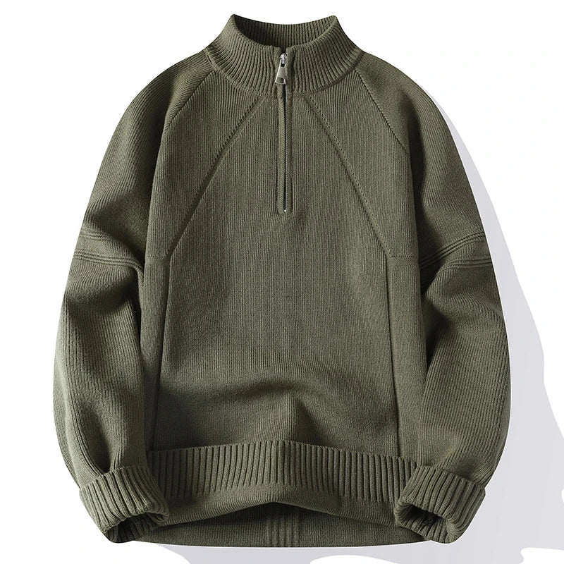 Amawinc Pull En Maille Col Ras Du Cou Demi Zip Pour Homme Confort Polyvalent Pour la Vie Quotidienne