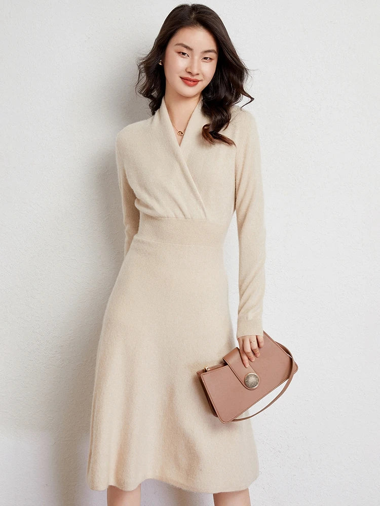 Robe Portefeuille En Cachemire Ultra Doux Matilda Par Amawinc Pour Femme Élégante Et Confortable Avec Encolure V