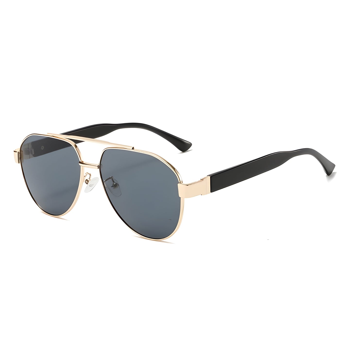 Lunettes Aviateur Pilot Plaquée Or Avec Monture Noire Et Verres Dégradés Anti Reflet UV400
