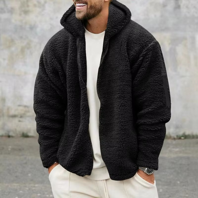 Veste Réversible En Polaire À Capuche Pour Homme Chaude Confortable Pour Automne Hiver Activités Extérieures