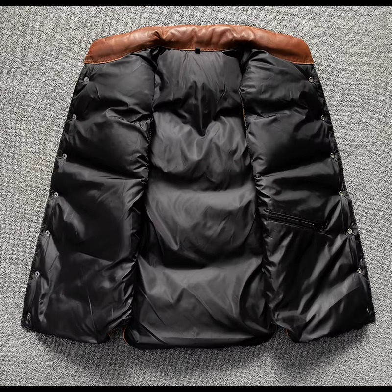 Gilet Biker En Cuir D Agneau Marron Matelassé Puffer Pour Homme Confortable Durable Et Authentique
