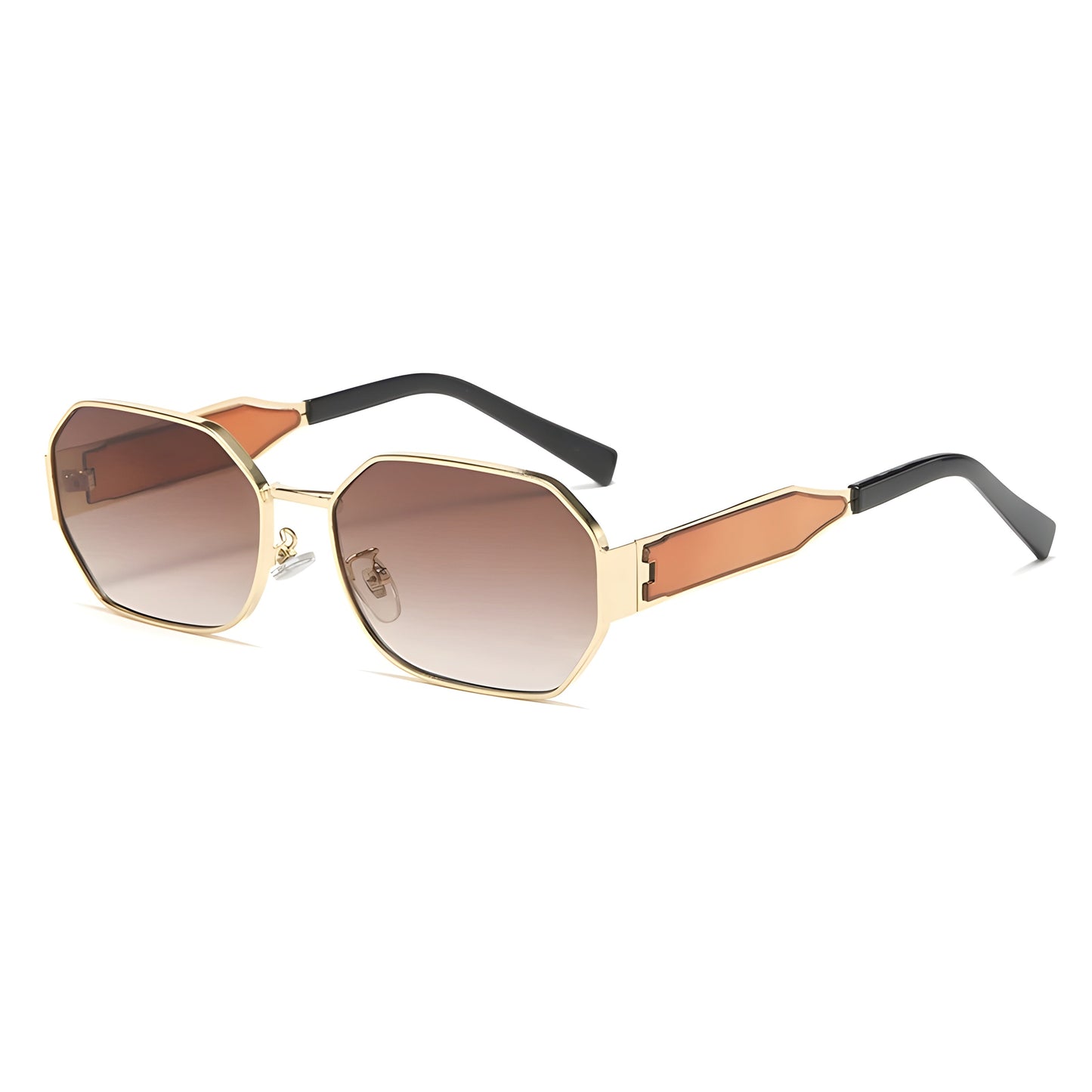 Orléans Lunettes De Soleil Aviateur Géométriques Avec Garniture Dorée Et Verres Dégradé UV