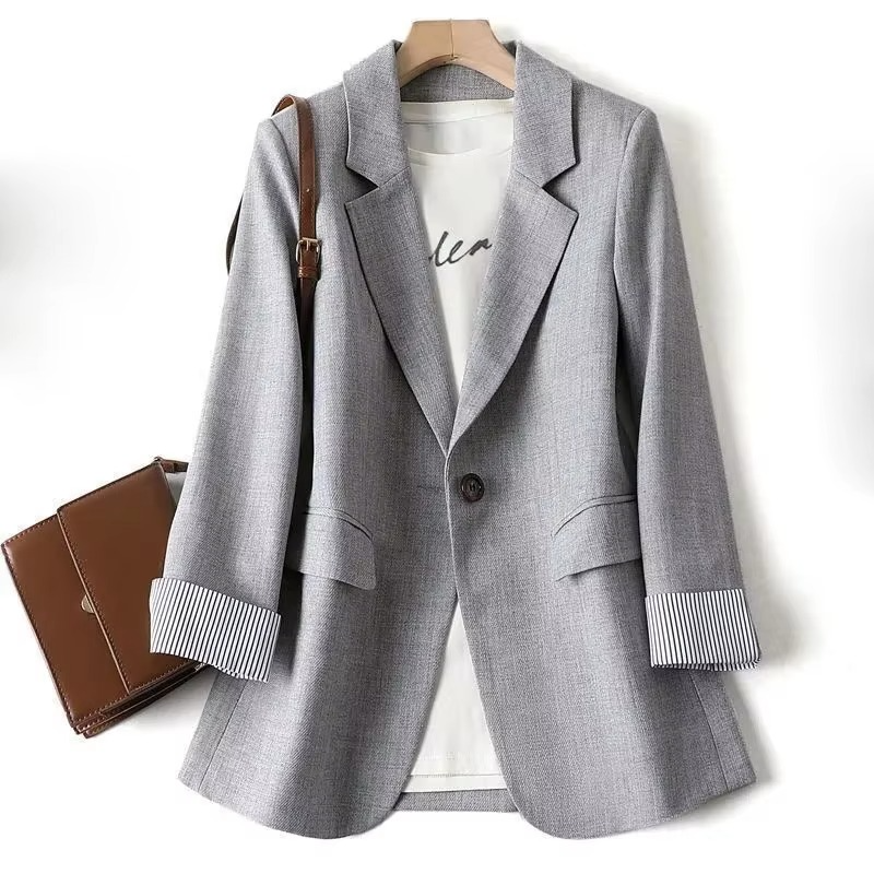 Veste Blazer À Carreaux Pour Femme Manches Longues Style Professionnel Bureau Tous Les Jours