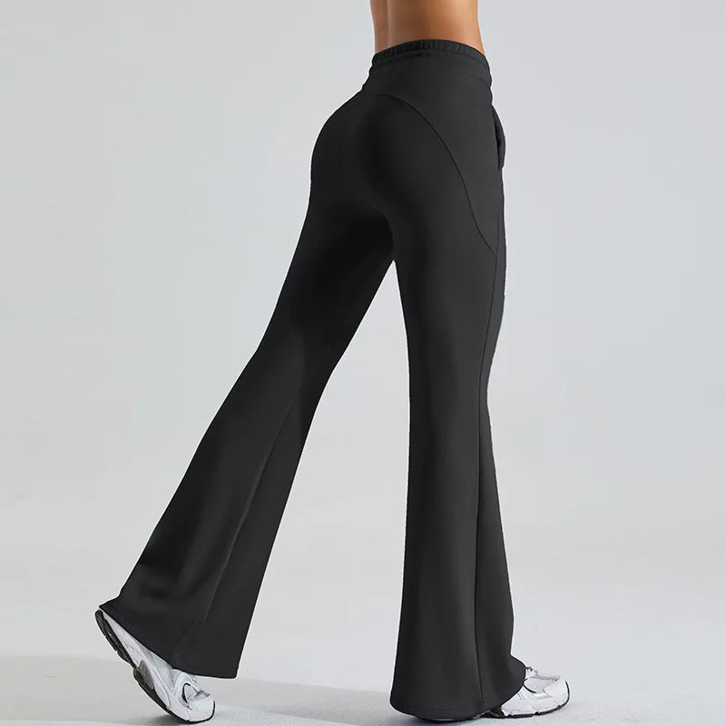 Lyvra Pantalon de Yoga Évasé à Taille Haute Confortable Respirant Séchage Rapide Jambe Évasée