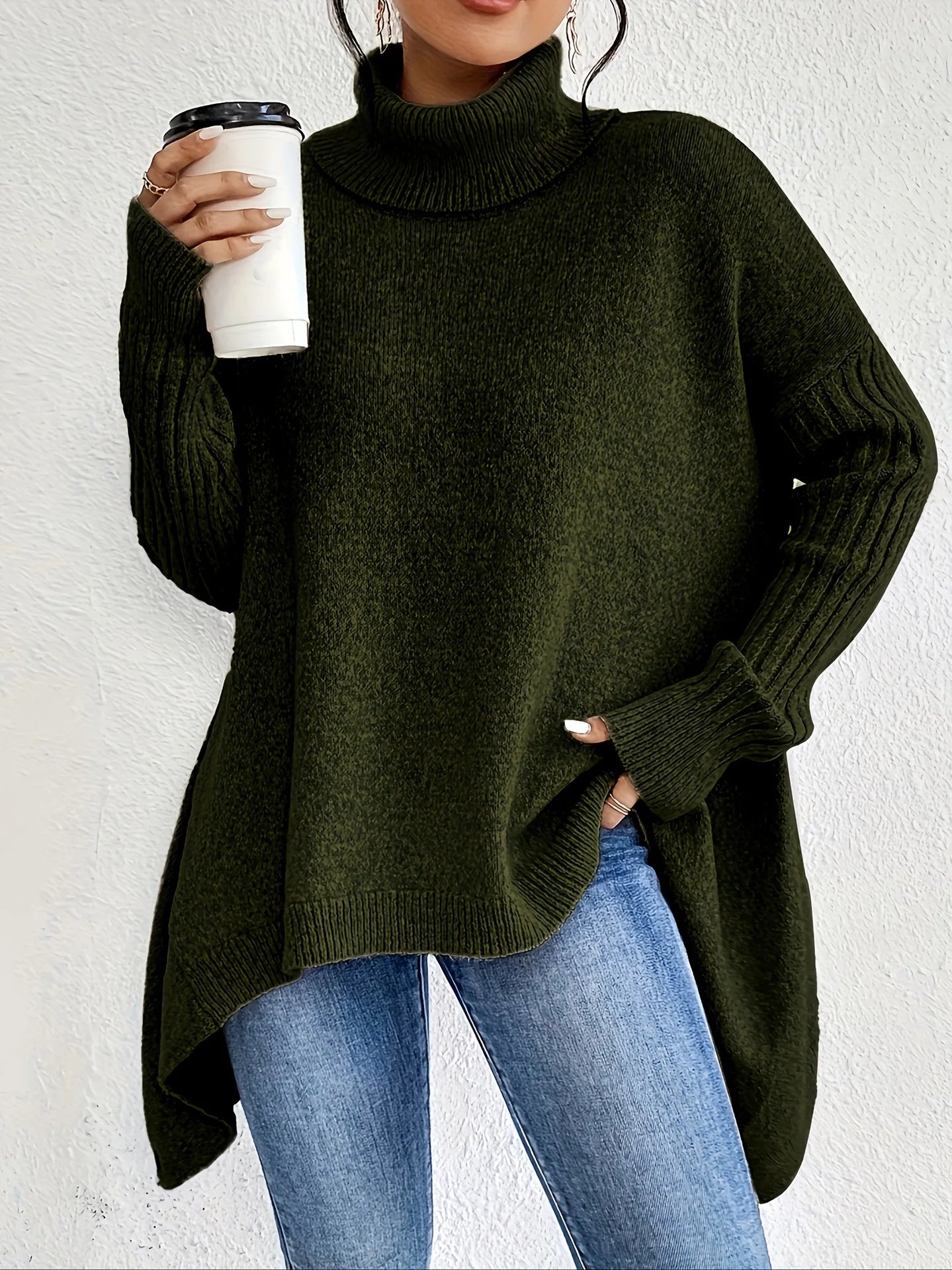 Ella Col Roulé en Cachemire Femme Hiver Amawinc Vêtement Doux et Confortable pour Femme