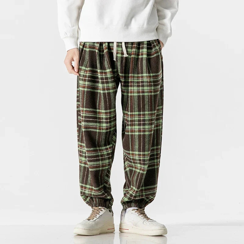 Pantalon De Survêtement Plaid Pour Homme Avec Cordon Taille Réglable Doux Et Respirant Design À Carreaux Intemporel