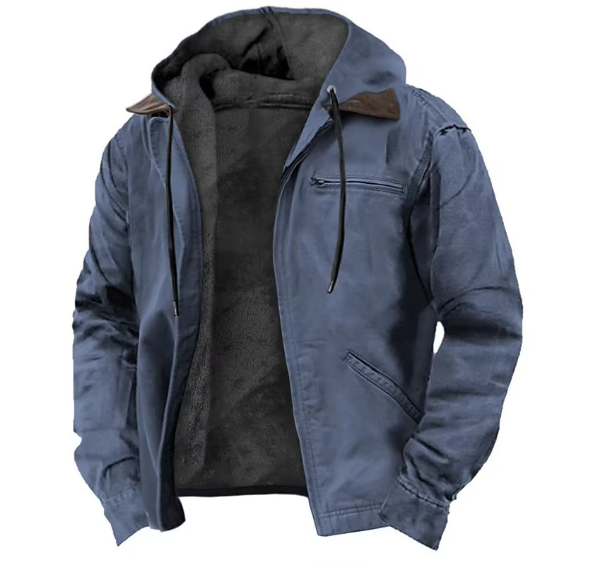 Veste Polaire À Capuche Homme Amawinc Hivernale Avec Poches Zippées Doublure Chaude Pour Plein Air