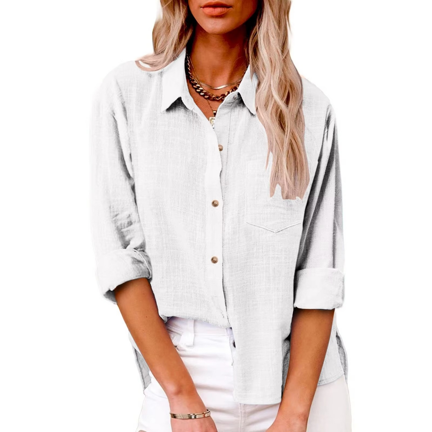 Blouse Décontractée En Coton Lin À Manches Longues Pour Femmes Printemps 2025 Confort Et Élégance