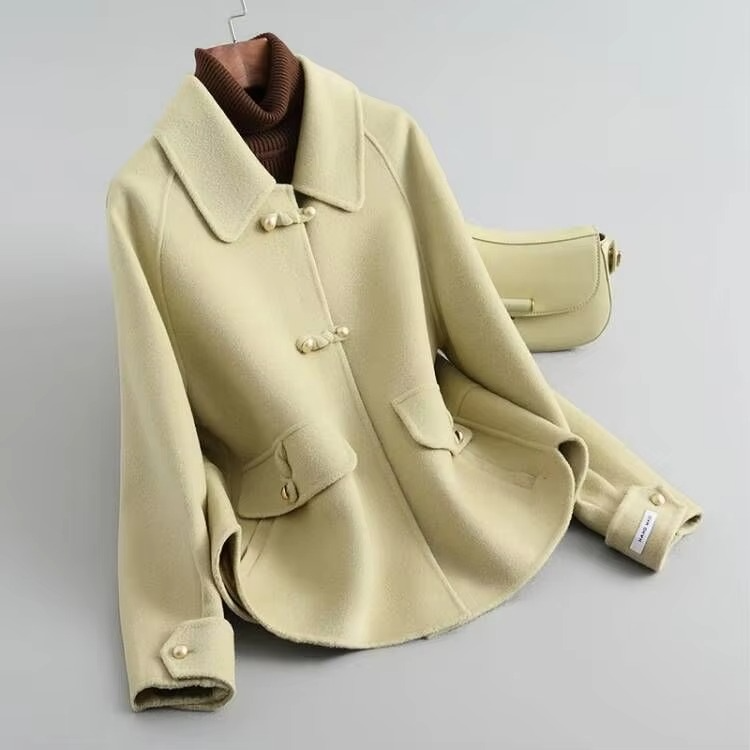 Manteau Court en Laine Double Face pour Femme Style Coréen Haut de Gamme Coupe Slim