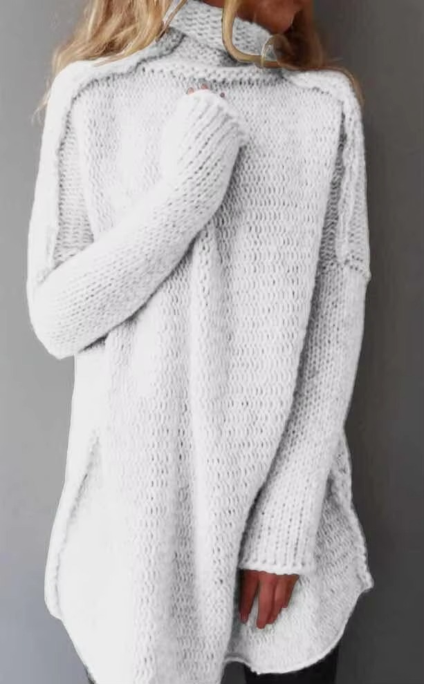 Pull En Polaire Gris À Col Montant Pour Femmes À Manches Longues Idéal Pour Automne Et Hiver Confortable