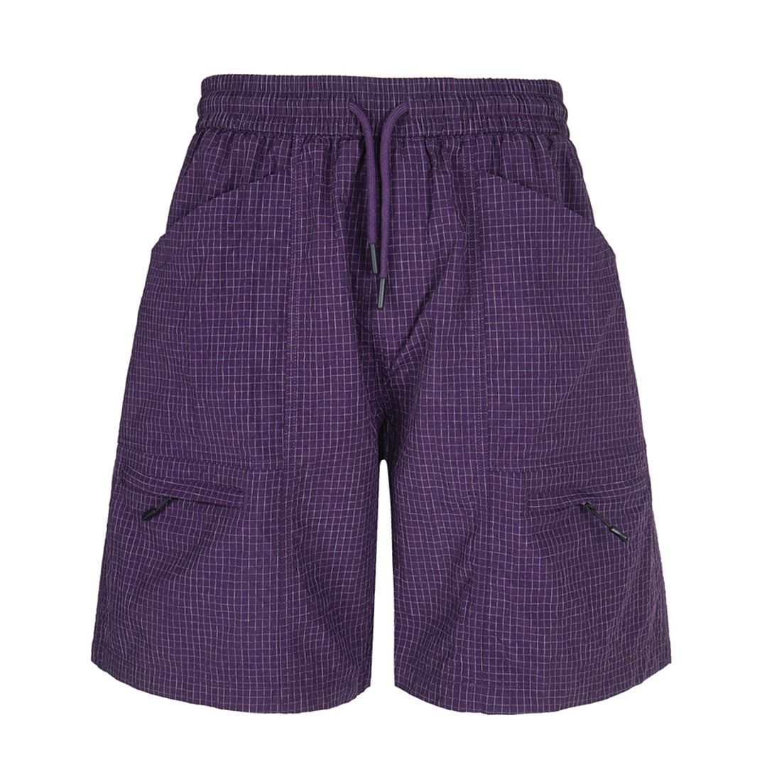 Shorts Cargo Grille Pixel Motif Check Léger Avec Taille Élastique Et Poches Zippées Multiples Pour Homme
